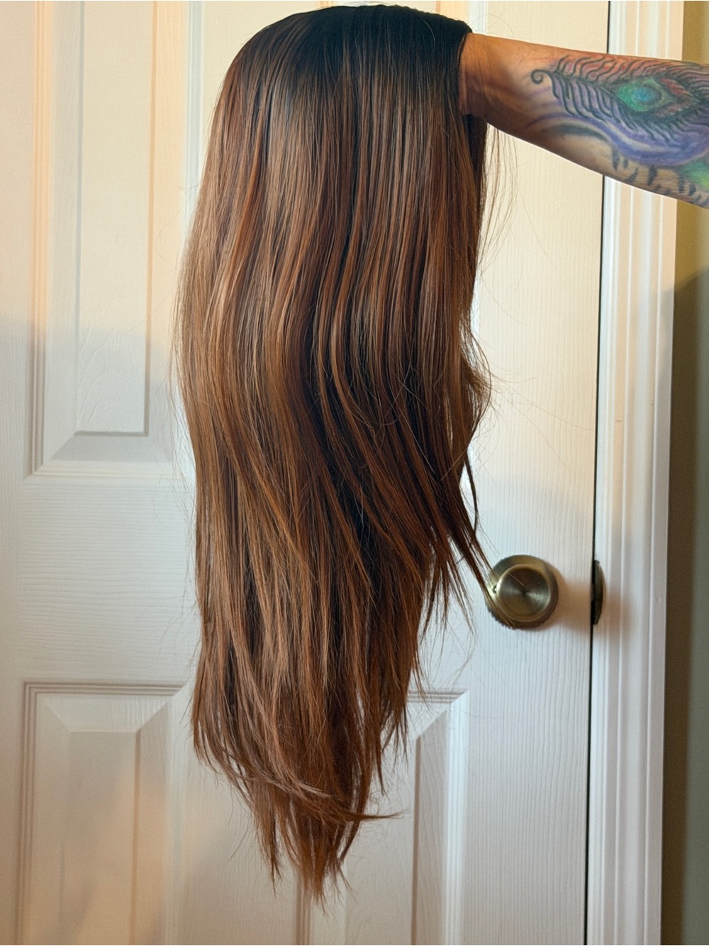 Long reddish brown basic wig